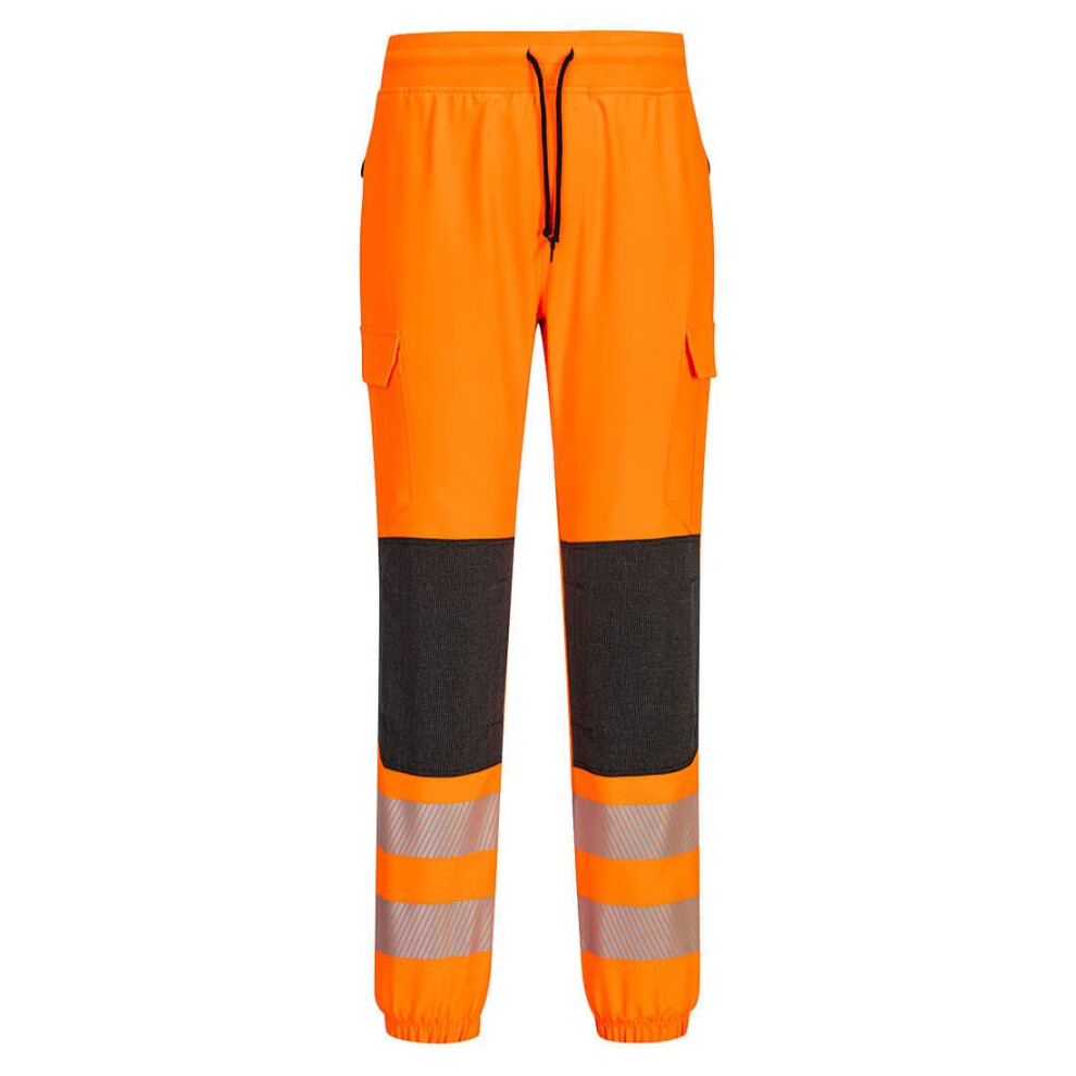 (S, Orange/Black) Portwest Mens KX3 Hi-Vis Flexible Safety Jogging Bottoms