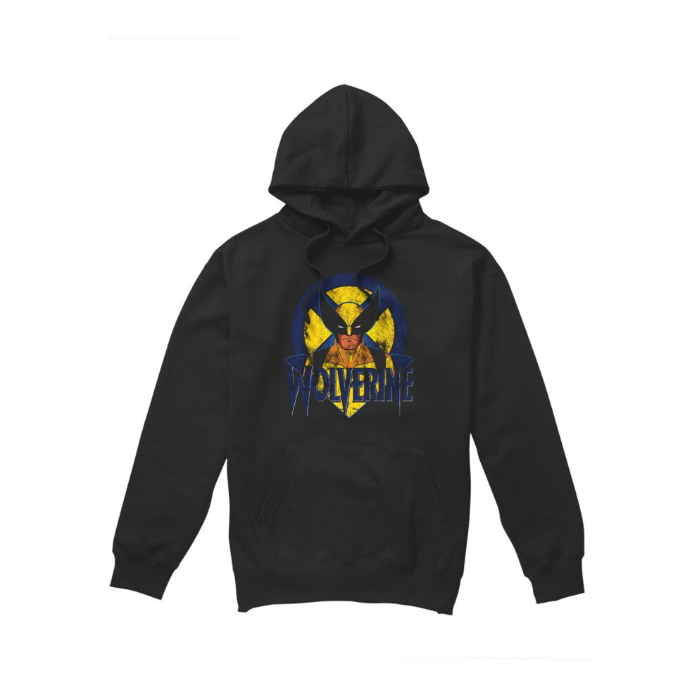 (S, Black) Marvel Mens X-Men Wolverine Retro Hoodie