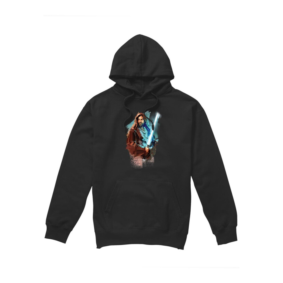 (S, Black) Star Wars Mens Obi Wan Kenobi Painted Hoodie