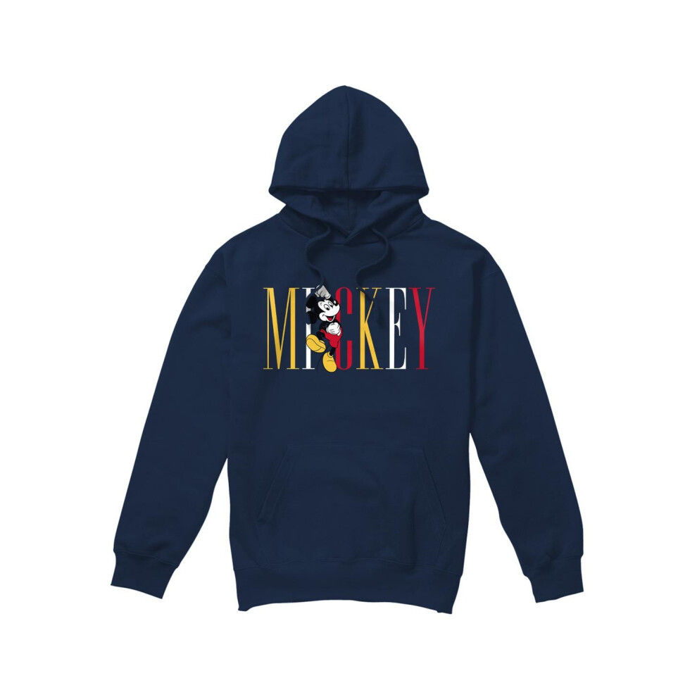 (XL, Navy) Disney Mens Mickey Mouse Multicolour Name Hoodie