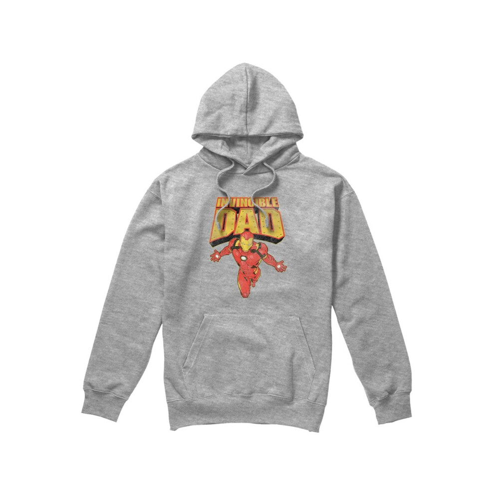 (XXL, Sport Heather) Iron Man Mens Invincible Dad Flying Fathers Day Hoodie