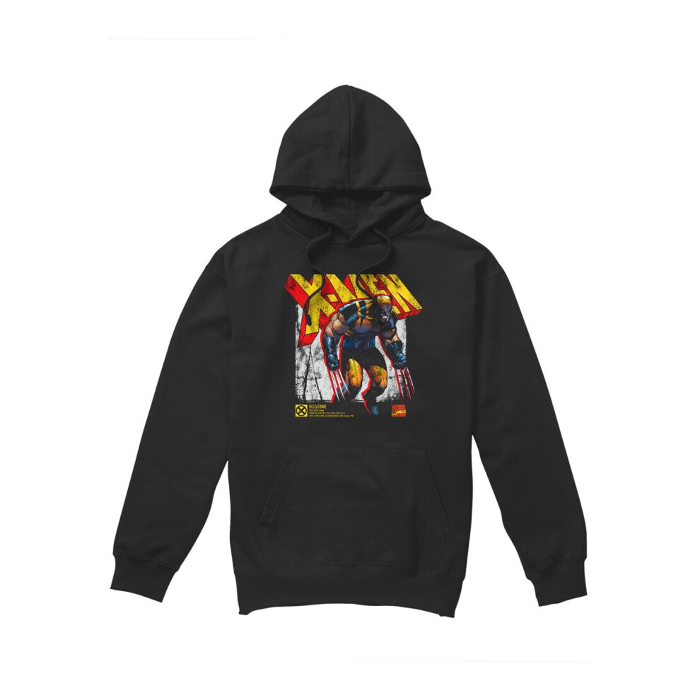 (S, Black) Marvel Mens X-Men Wolverine Infographic Hoodie