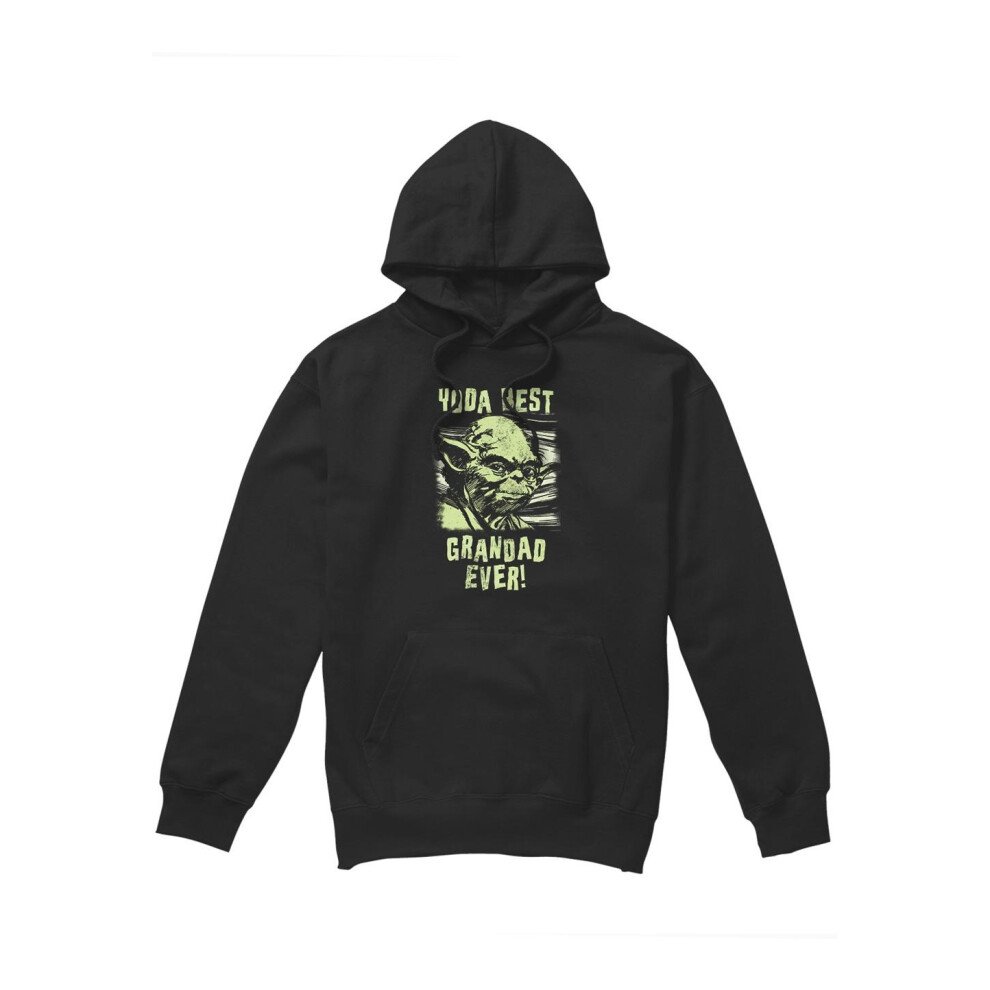 (L, Black) Star Wars Mens Yoda Best Grandad Comic Hoodie