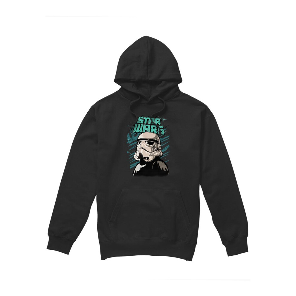 (S, Black) Star Wars Mens Street Glare Stormtrooper Hoodie