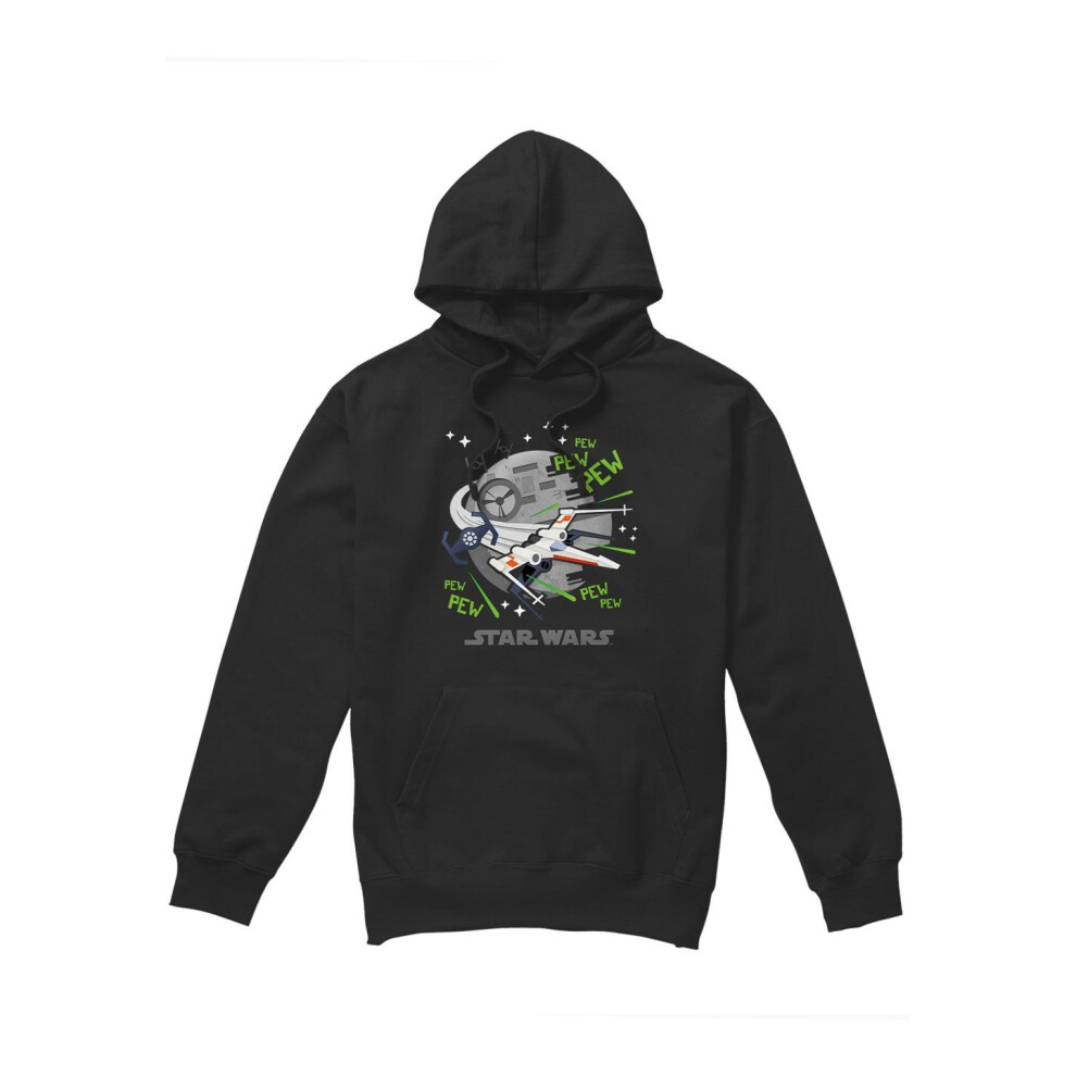 (XXL, Black) Star Wars Mens Pew Pew X-Wing Hoodie