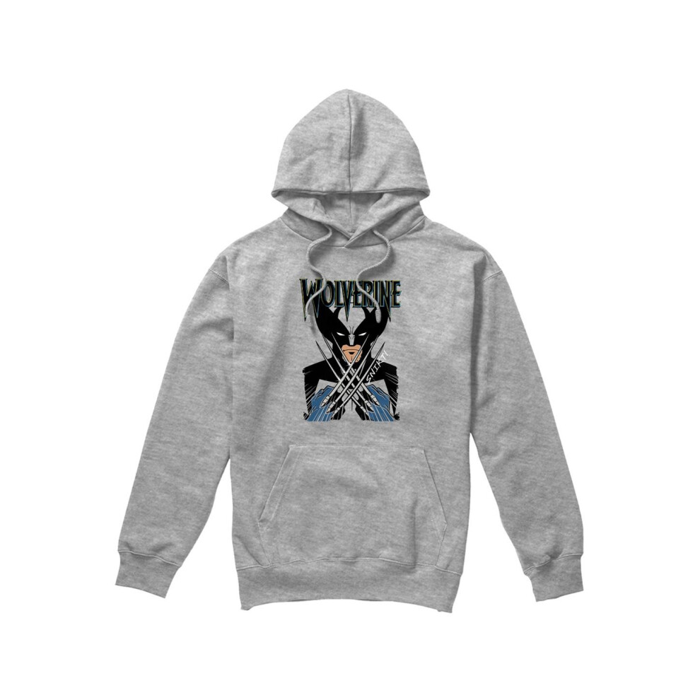 (M, Sport Heather) Marvel Mens X-Men Wolverine Action Shot Hoodie