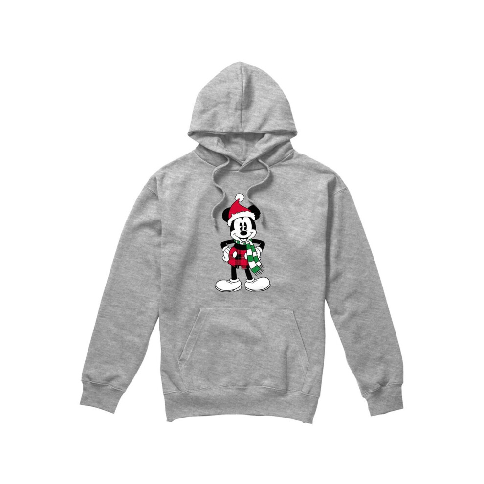 (S, Sport Heather) Disney Mens Mickey Mouse Tartan Christmas Hoodie