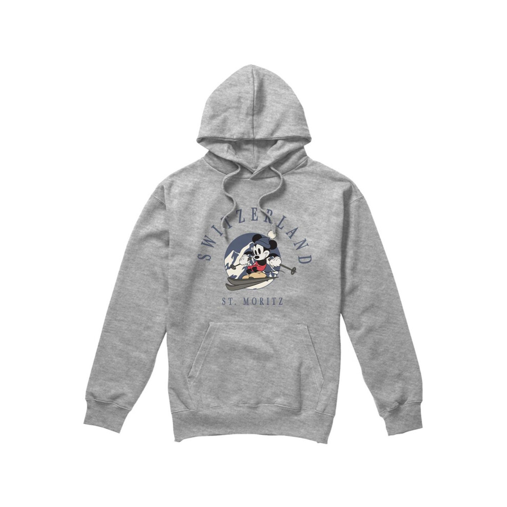 (M, Sport Heather) Disney Mens Switzerland Mickey Mouse Hoodie