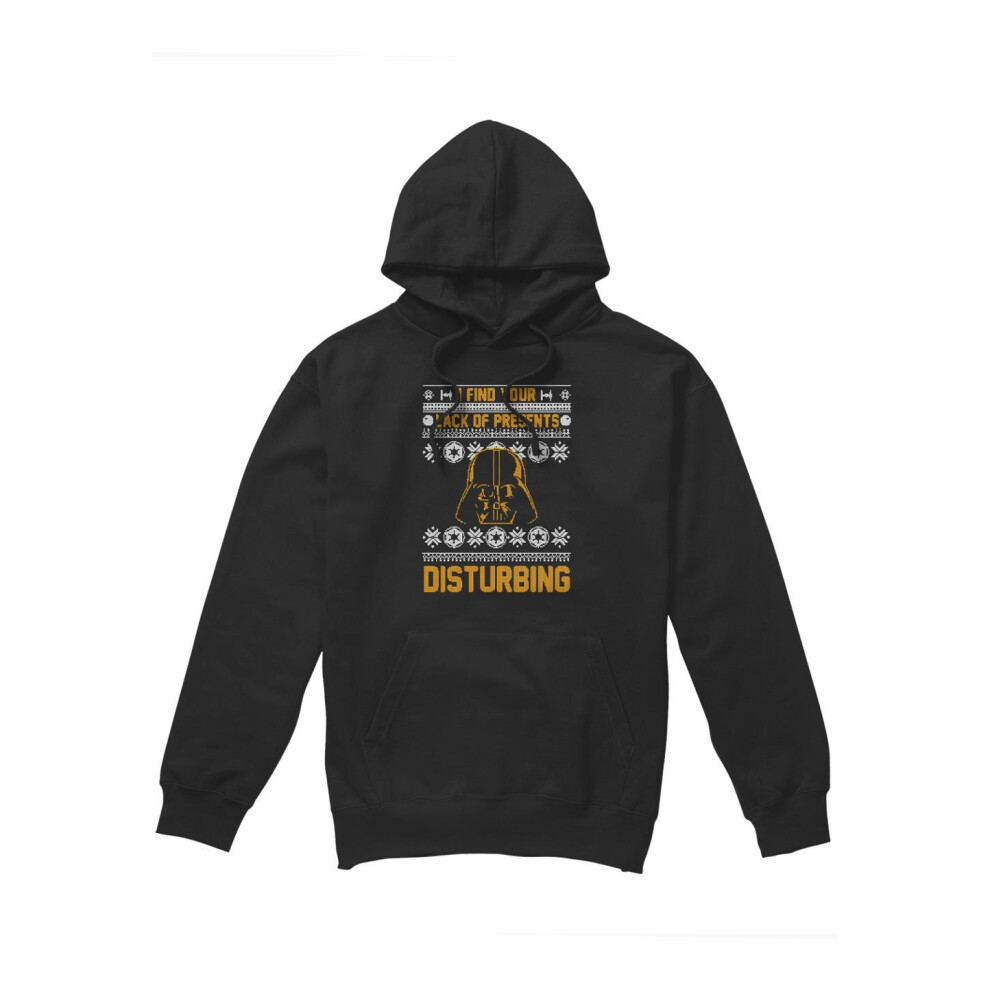 (L, Black) Star Wars Mens Lack Of Christmas Presents Fair Isle Hoodie