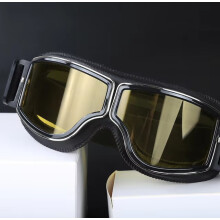 (Black yellow 8) Motorcycle Glasses Windproof Motorcycle Helmet Glasses Sunglasses Retro Universal Folding Leather Retro Motorcycle Accessories