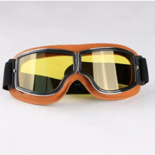 (Khaki yellow 11) Motorcycle Glasses Windproof Motorcycle Helmet Glasses Sunglasses Retro Universal Folding Leather Retro Motorcycle Accessories