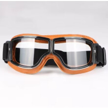 (Khaki transparent 9) Motorcycle Glasses Windproof Motorcycle Helmet Glasses Sunglasses Retro Universal Folding Leather Retro Motorcycle Accessories