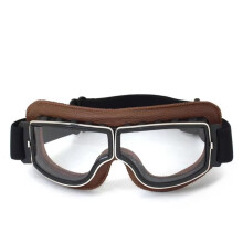 (Brown transparent 6) Motorcycle Glasses Windproof Motorcycle Helmet Glasses Sunglasses Retro Universal Folding Leather Retro Motorcycle Accessories