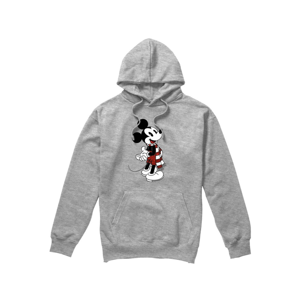 (XL, Sport Heather) Disney Mens Mickey Mouse Scarf Christmas Hoodie