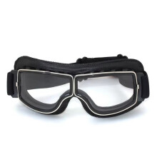 (Black transparent 2) Motorcycle Glasses Windproof Motorcycle Helmet Glasses Sunglasses Retro Universal Folding Leather Retro Motorcycle Accessories