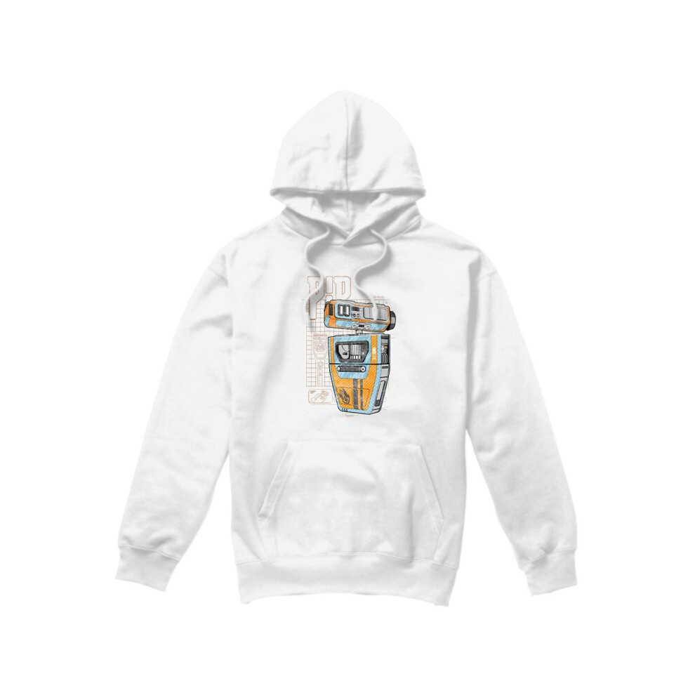 (XXL, White) Star Wars: The Acolyte Mens Pip Droid Blueprint Hoodie