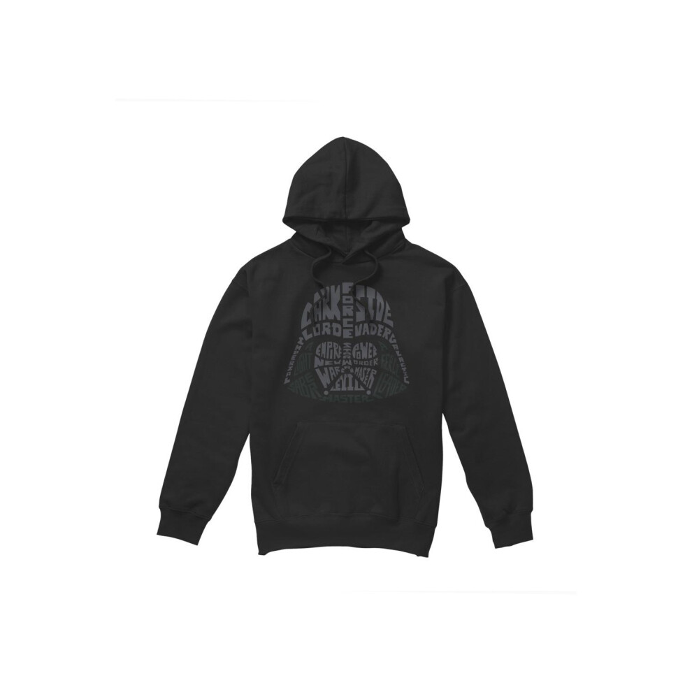 (XL, Black) Star Wars Mens Darth Vader Text Head Hoodie