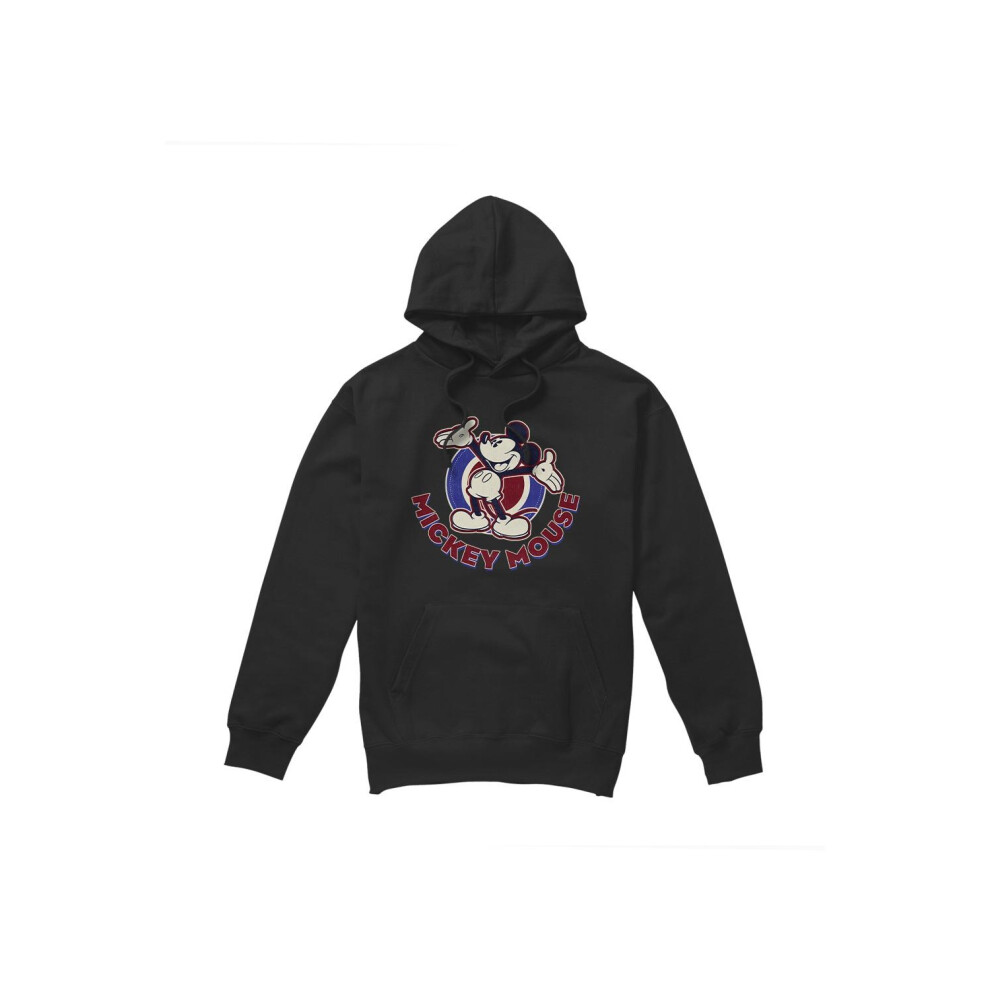 (L, Black) Disney Mens Americana Mickey Mouse Hoodie