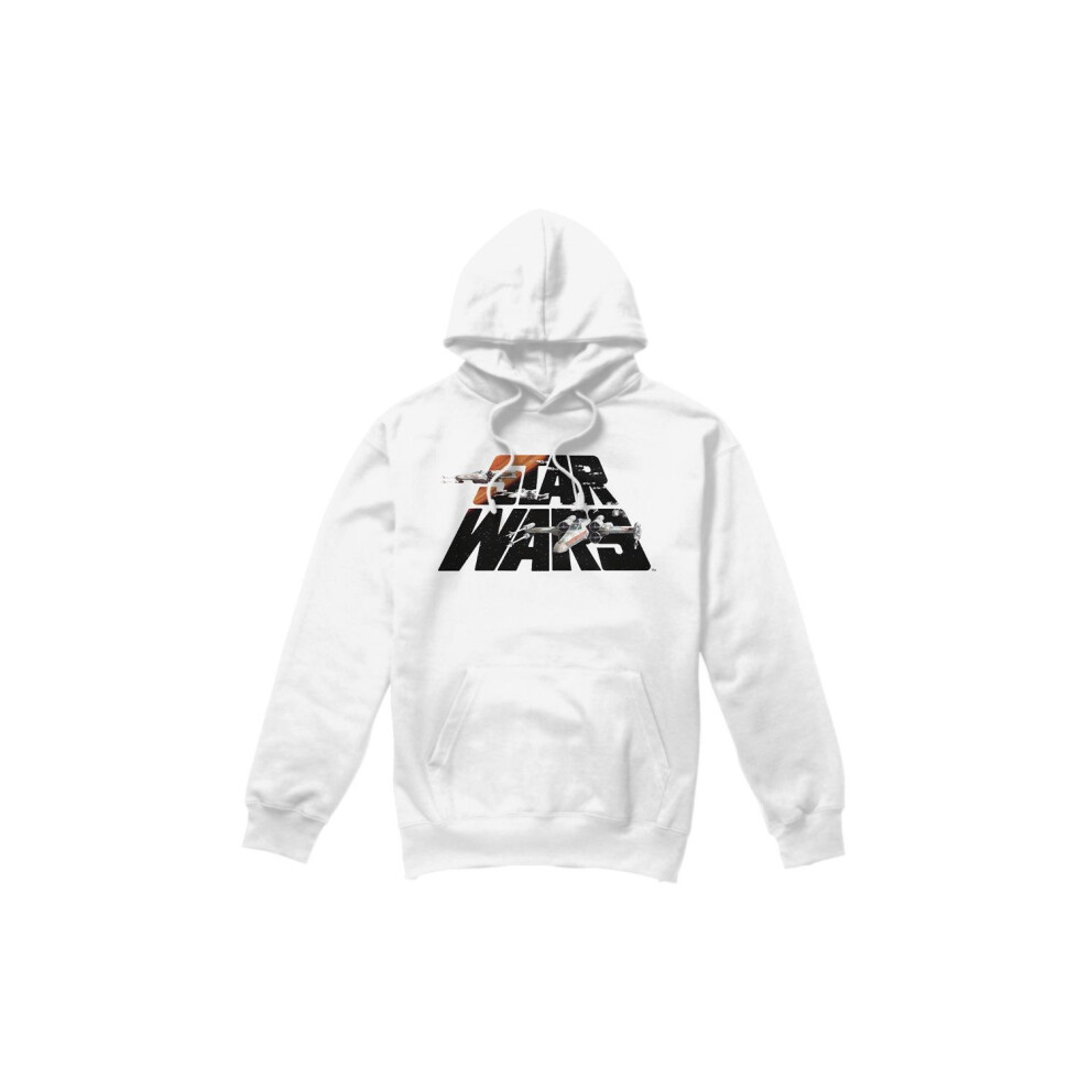 (S, White) Star Wars Mens X-Wing Burst Hoodie