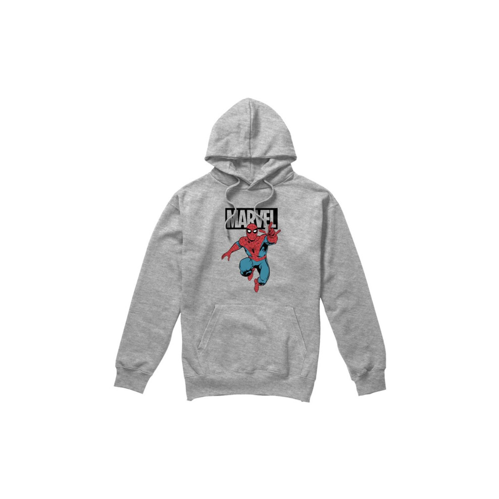 (M, Sport Heather) Marvel Mens Spider-Man Jump Hoodie