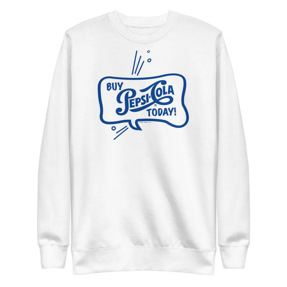 (4XL, White) Pepsi Unisex Adult Cola Diner Sweatshirt