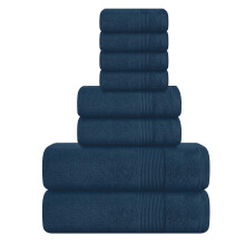 Belizzi Home 8 piese Set de prosopuri 100% inel Spunat bumbac 2 prosoape de baie 27x54 2 prosoape de mna 16x28 ?i 4 haine de spalare 13x13 - Ult