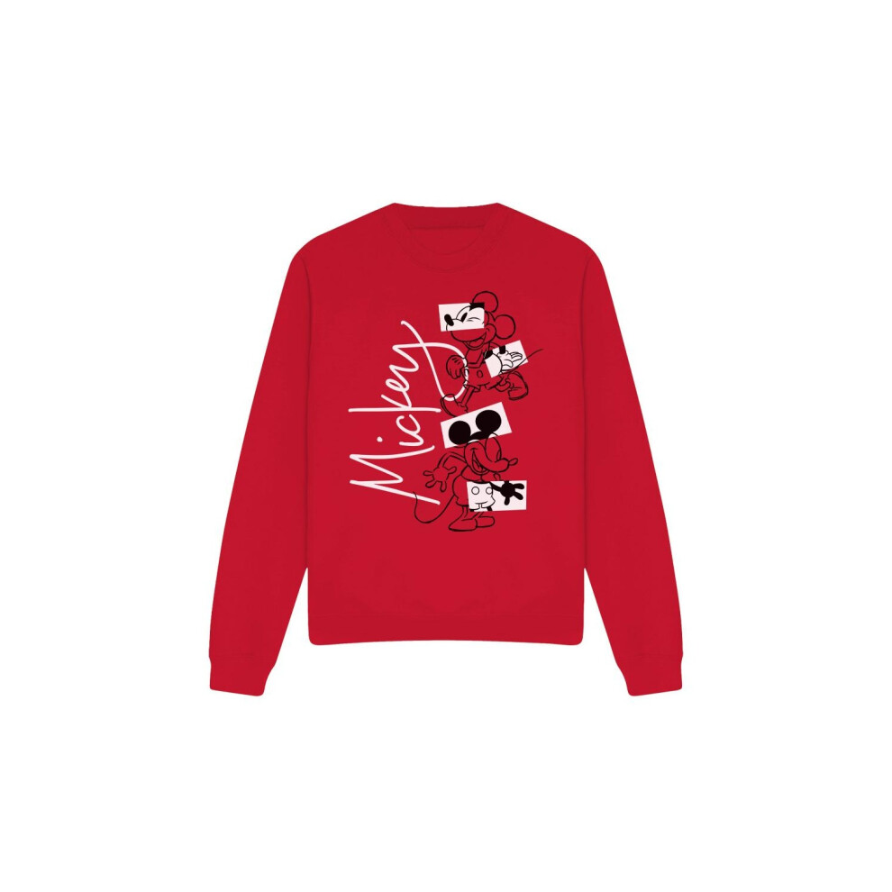 (XL, Red) Disney Unisex Adult Mickey Mouse Geometric Shapes Sweatshirt