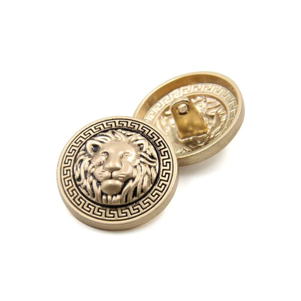 Lot de 10 boutons de couture ronds en métal, motif tête de lion, pour homme et femme, blazer, manteau, uniforme, chemise, costume et veste (doré,
