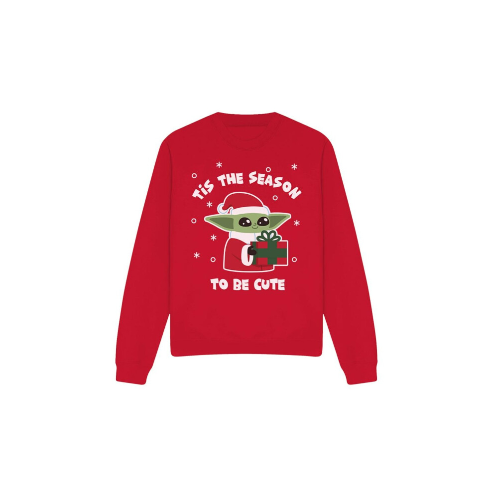 (M, Red) Star Wars: The Mandalorian Unisex Adult Tis The Christmas Season Grogu Sweatshirt