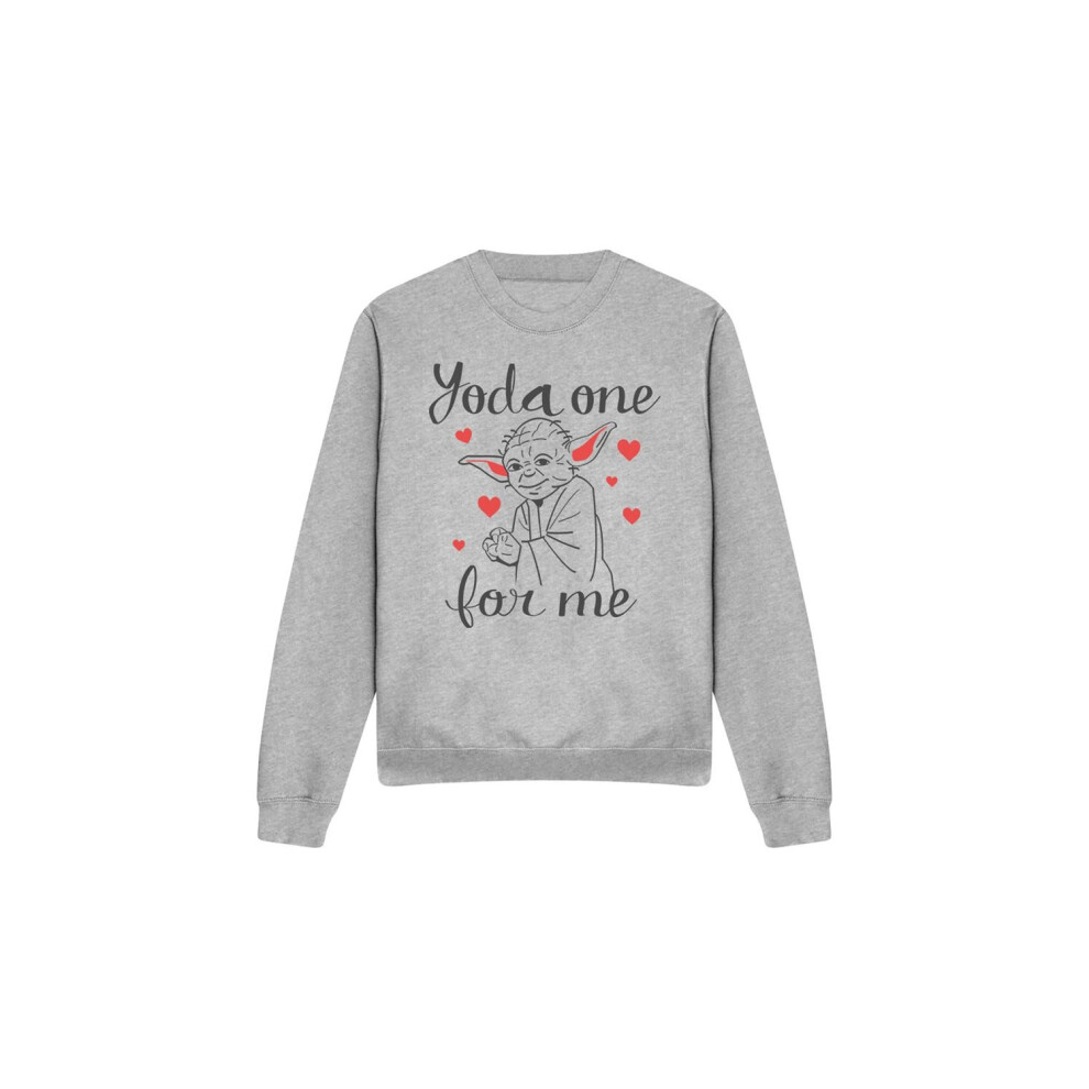 (M, Sport Heather) Star Wars Unisex Adult Yoda One For Me Valentine's Day Sweatshirt