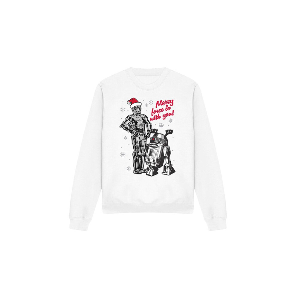 (XL, White) Star Wars Unisex Adult Merry Christmas Droids Sweatshirt