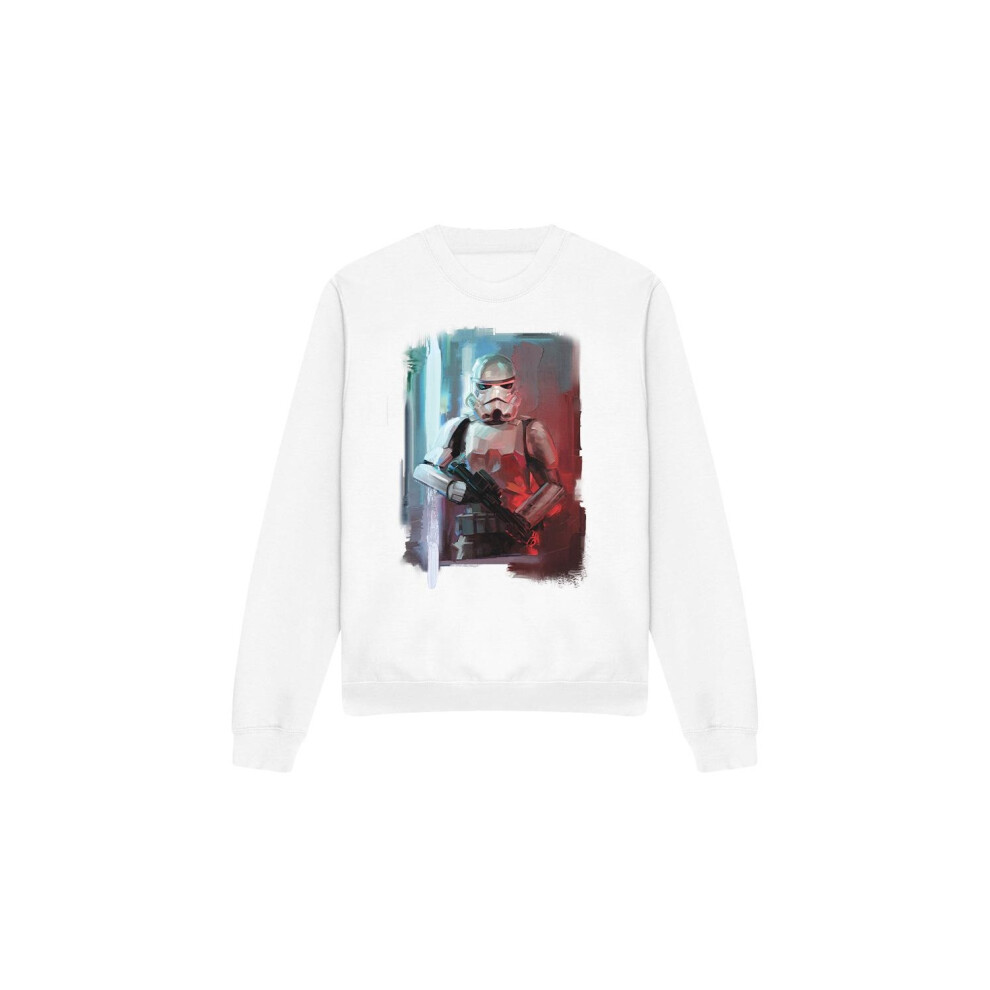 (L, White) Star Wars Unisex Adult Obi Wan Kenobi Painted Sweatshirt