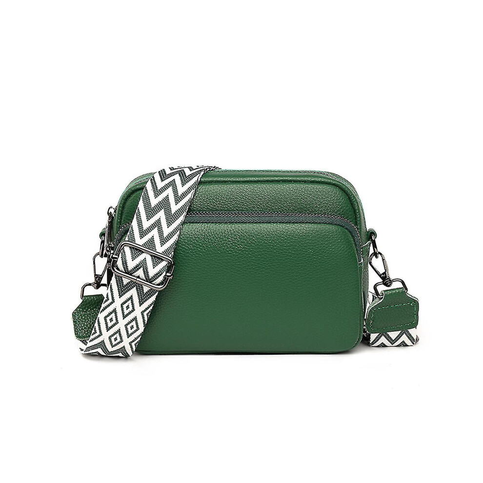 (Green) Crossbody Bag Women's Leather Small Shoulder Bag With Wide Strap Zip And Removable Shoulder Strap  Jxlgv Yaying Shop