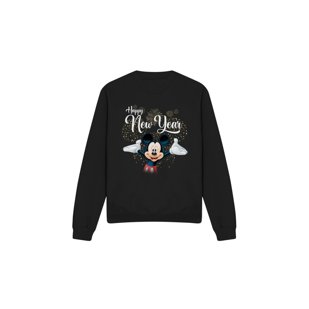 (S, Black) Disney Unisex Adult Mickey Mouse New Year Sweatshirt