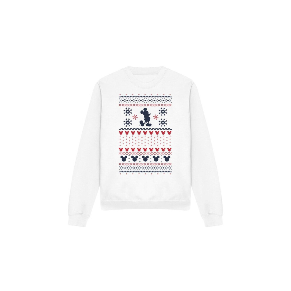 (XXL, White) Disney Unisex Adult Mickey Mouse Christmas Sweater Sweatshirt