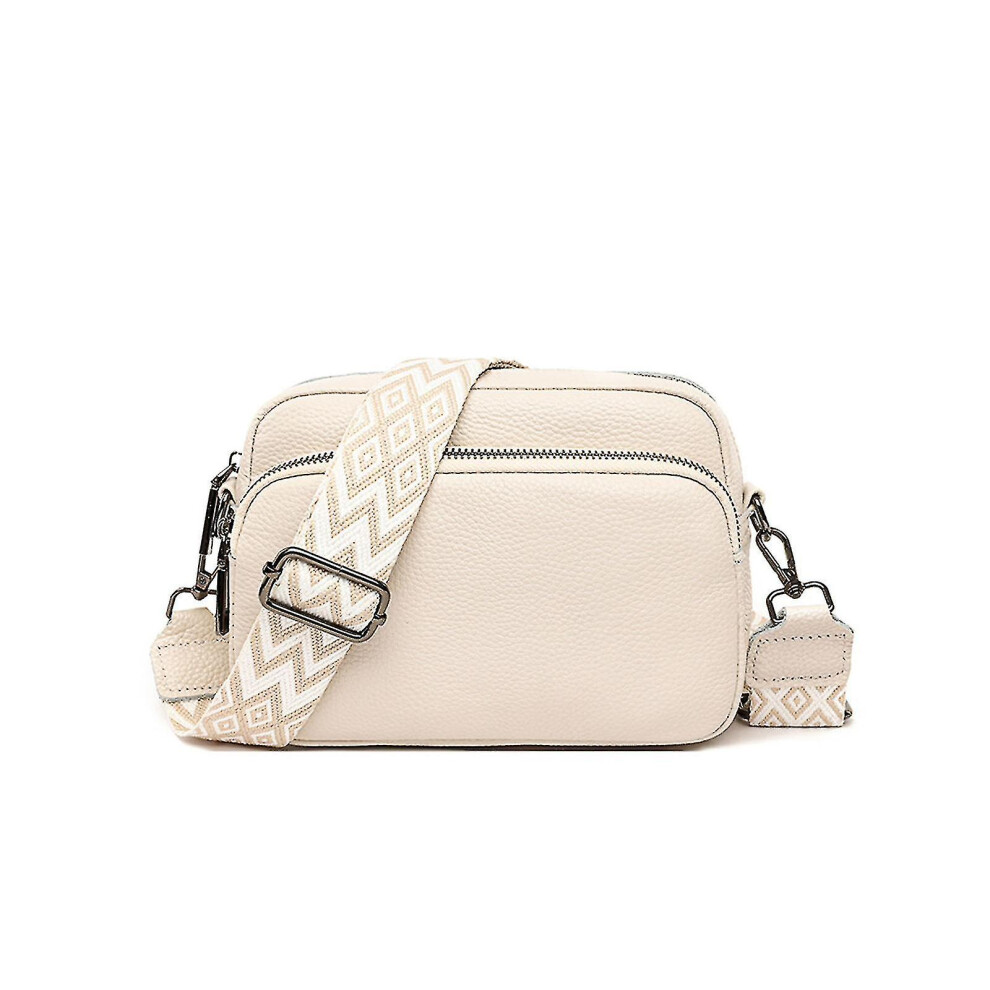 (White) Crossbody Bag Women's Leather Small Shoulder Bag With Wide Strap Zip And Removable Shoulder Strap  Jxlgv Yaying Shop