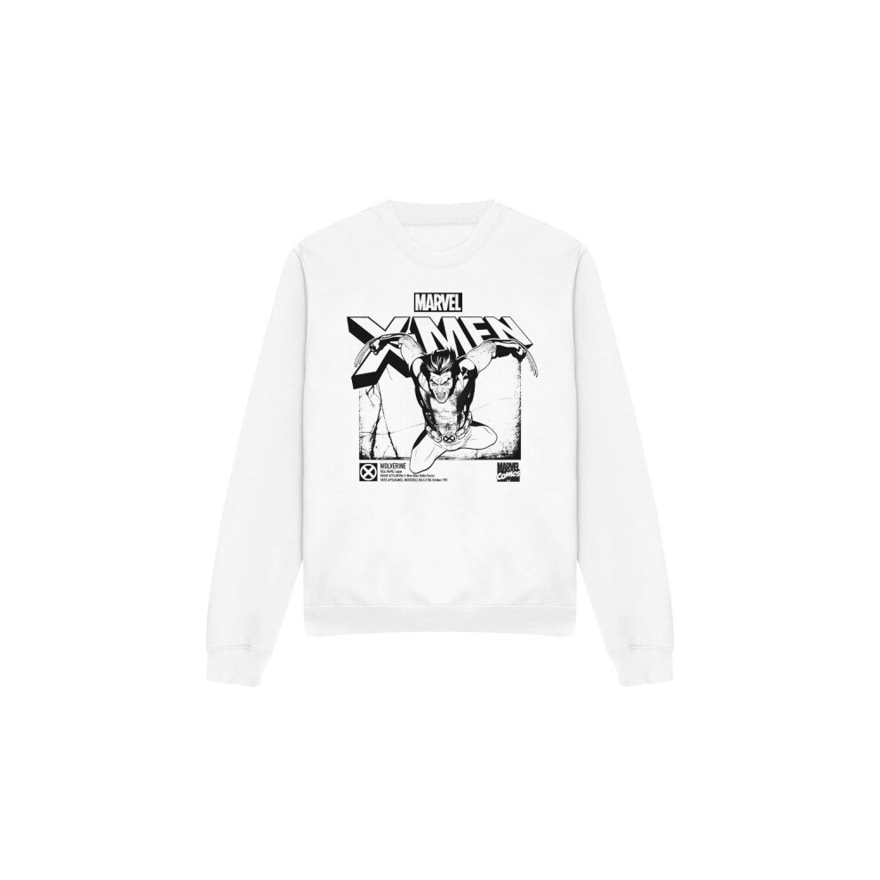 (L, White) Marvel Unisex Adult X-Men Wolverine Jump Sweatshirt