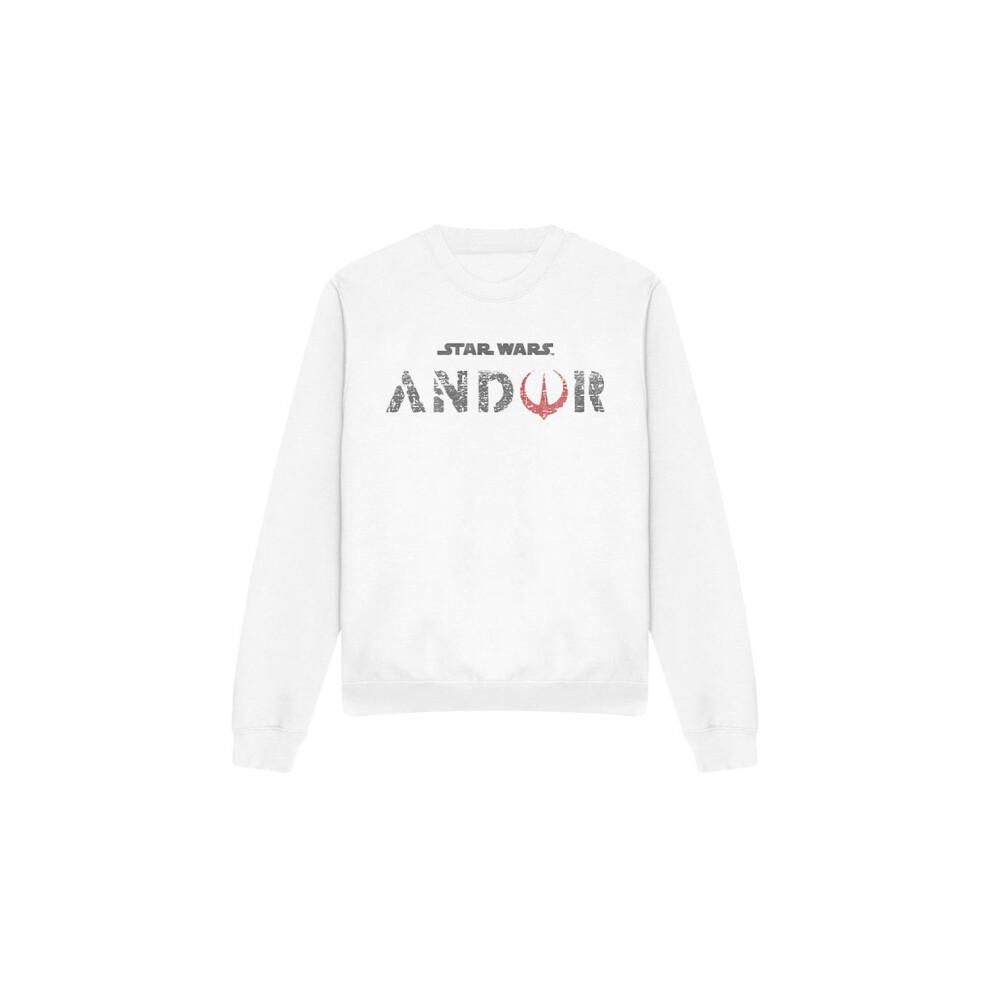 (S, White) Star Wars Unisex Adult Andor Logo Sweatshirt