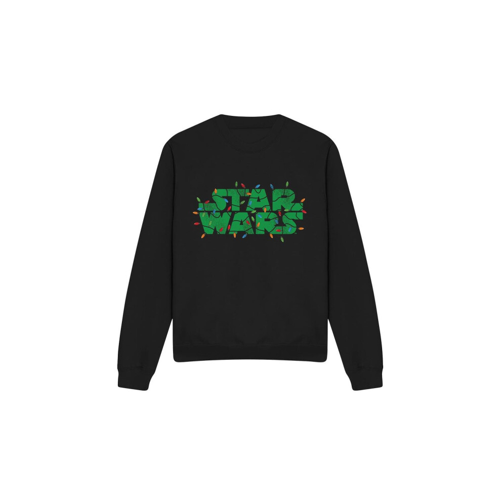 (XL, Black) Star Wars Unisex Adult Christmas Lights Logo Sweatshirt