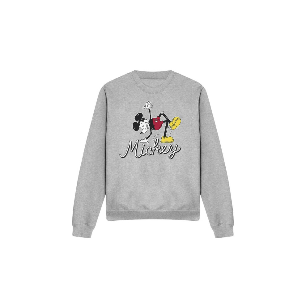 (L, Sport Heather) Disney Unisex Adult Funky Dance Mickey Mouse Mickey Mouse Sweatshirt