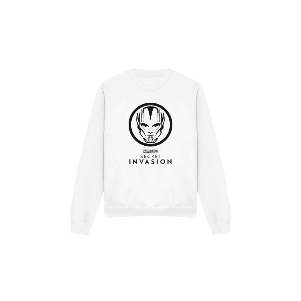 (S, White) Marvel Unisex Adult Secret Invasion Mono Badge Sweatshirt