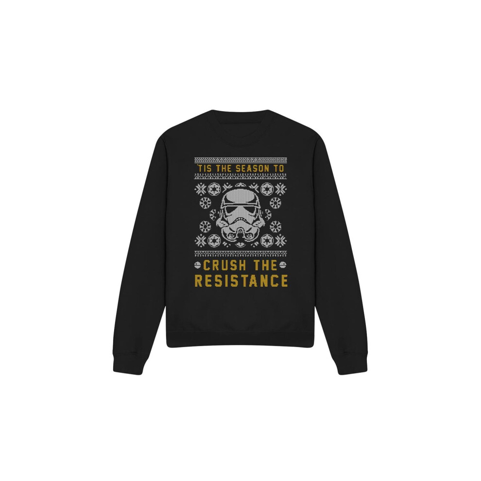 (M, Black) Star Wars Unisex Adult Crush The Resistance This Christmas Sweatshirt