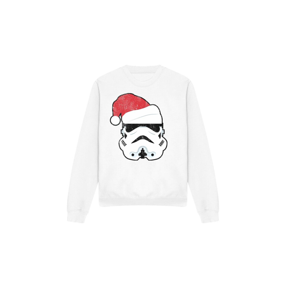 (S, White) Star Wars Unisex Adult Stormtrooper Santa Christmas Sweatshirt