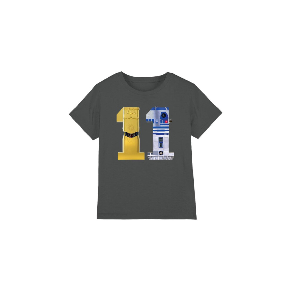 (9-10 Years, Charcoal) Star Wars Childrens/Kids 11 C3PO R2-D2 T-Shirt