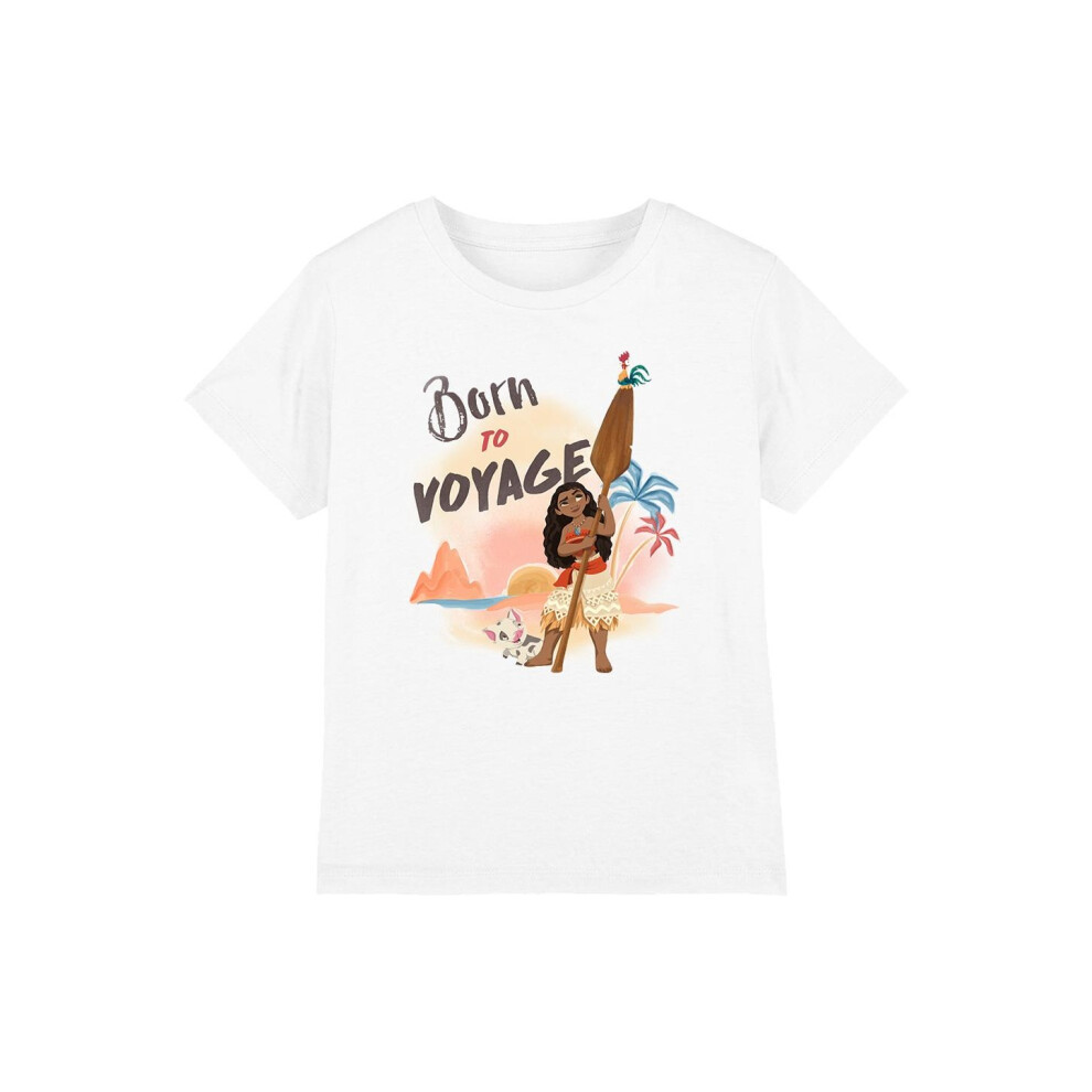 (5-6 Years, White) Moana Childrens/Kids Born To Voyage T-Shirt