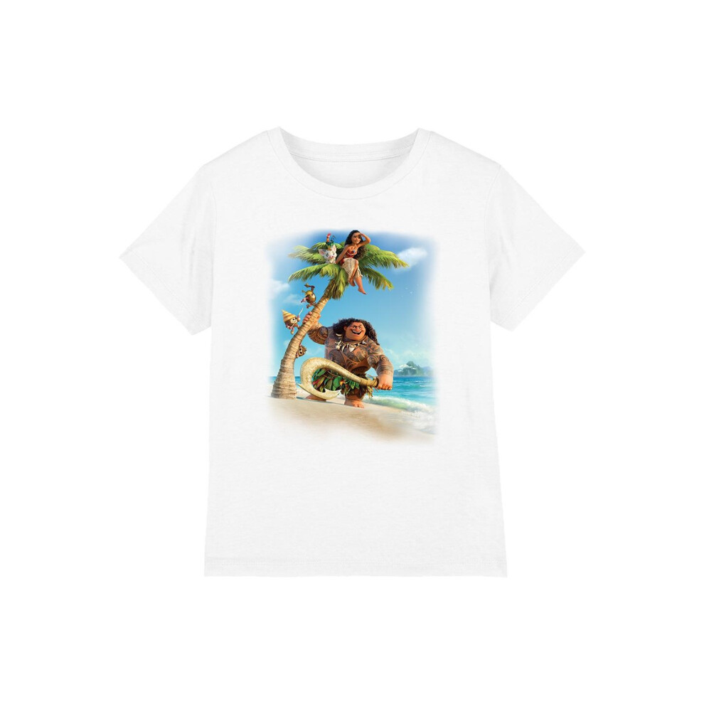 (9-10 Years, White) Moana Childrens/Kids Poster T-Shirt