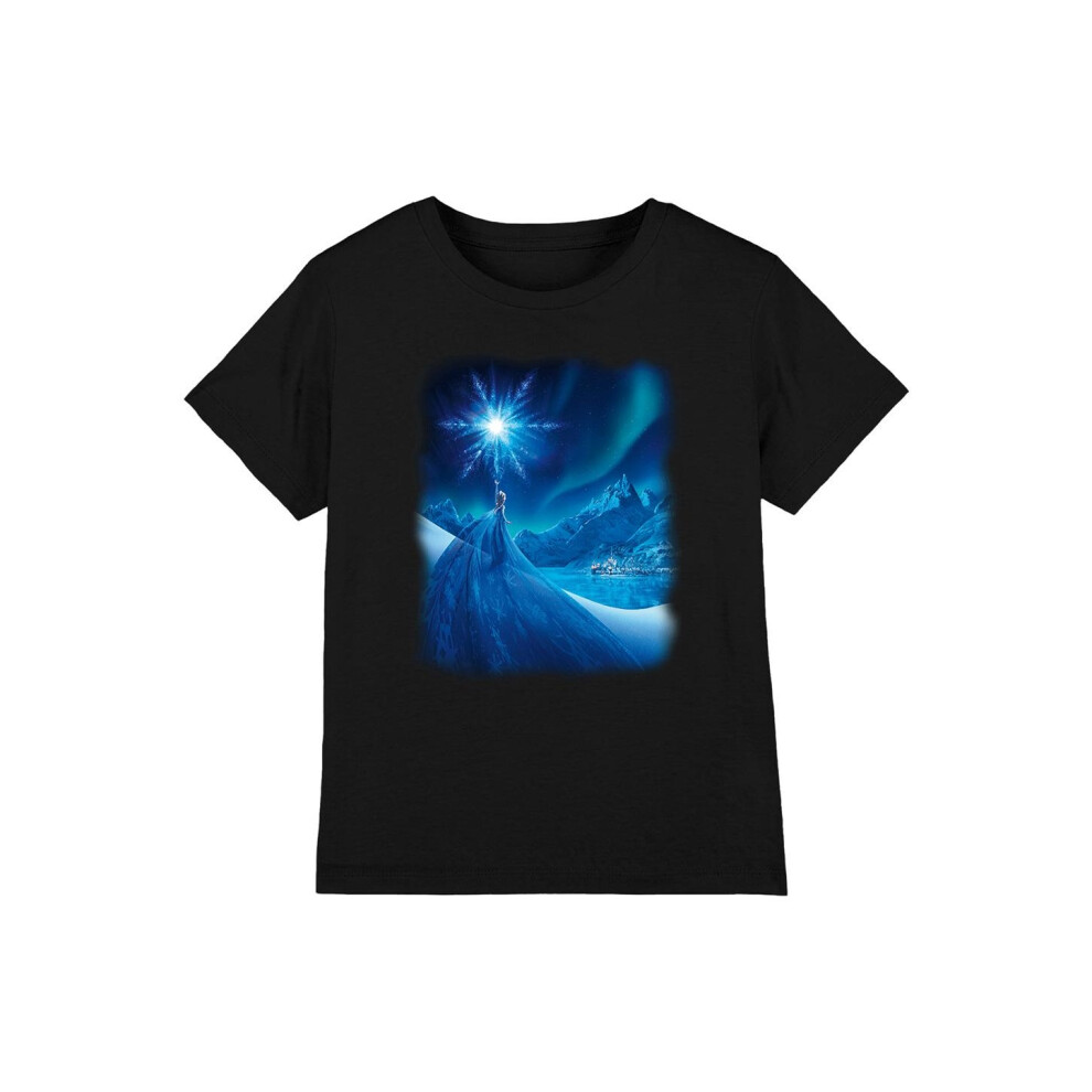 (7-8 Years, Black) Frozen Childrens/Kids Magical Light Elsa T-Shirt