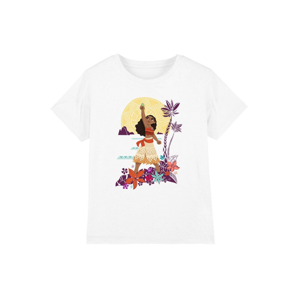 (3-4 Years, White) Moana Childrens/Kids Heart Sunset T-Shirt