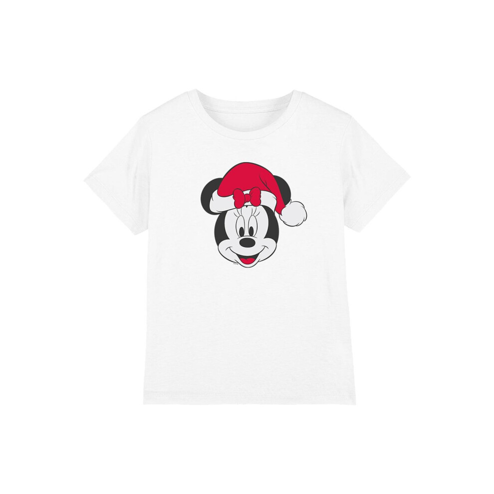 (7-8 Years, White) Disney Childrens/Kids Minnie Mouse Hat Christmas T-Shirt