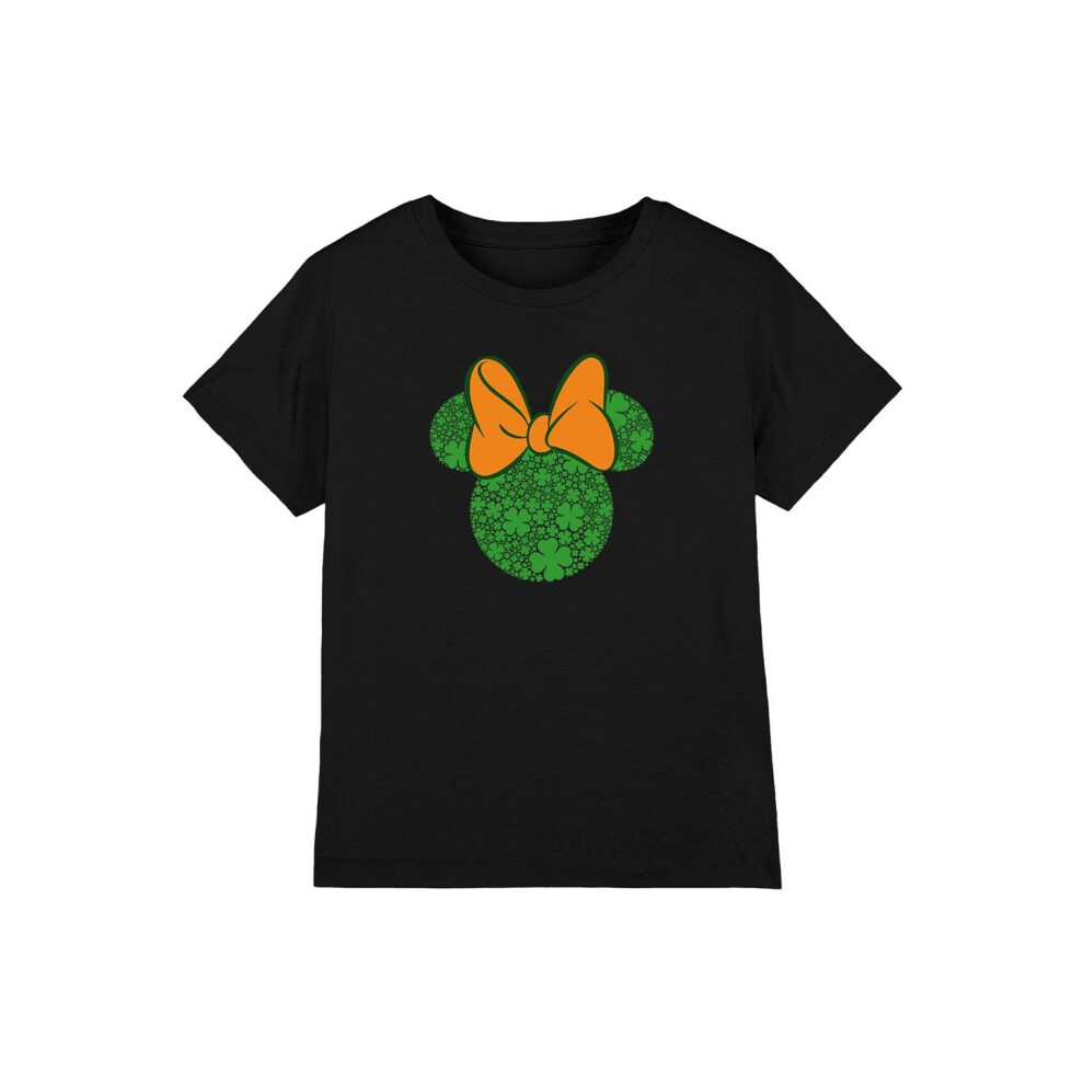 (7-8 Years, Black) Disney Childrens/Kids Shamrock Ears Minnie Mouse St Patricks Day T-Shirt